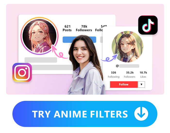 creating anime photos for instagram and tiktok profile by photodirector